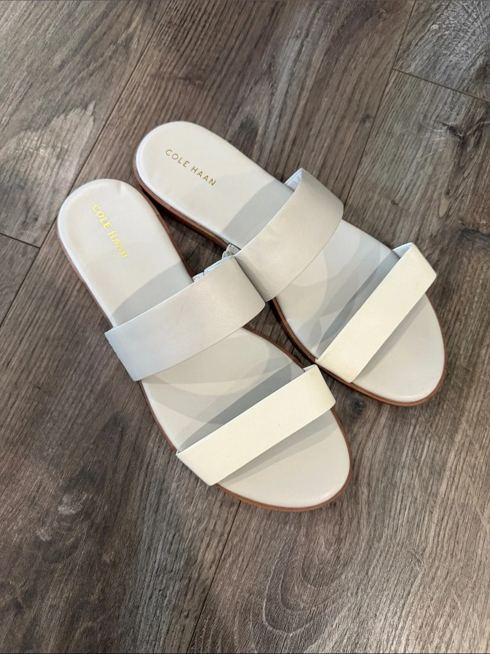 Cole Haan Two-Strap Slide Sandal in Vapor Grey and Ivory - Sz 9B - Picture 3 of 4